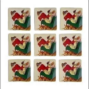Retro Santa Clause Coca Cola Coasters 2000, set of 9 Stocking Stuffer